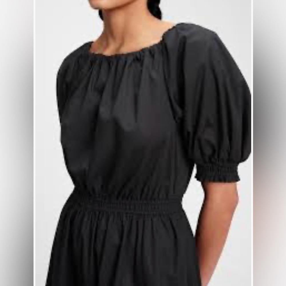 GAP Peasant Boho Party 100% Cotton Ruffle Tier Smock Waist/Puff SLV Navy Mini XS - Picture 2 of 16